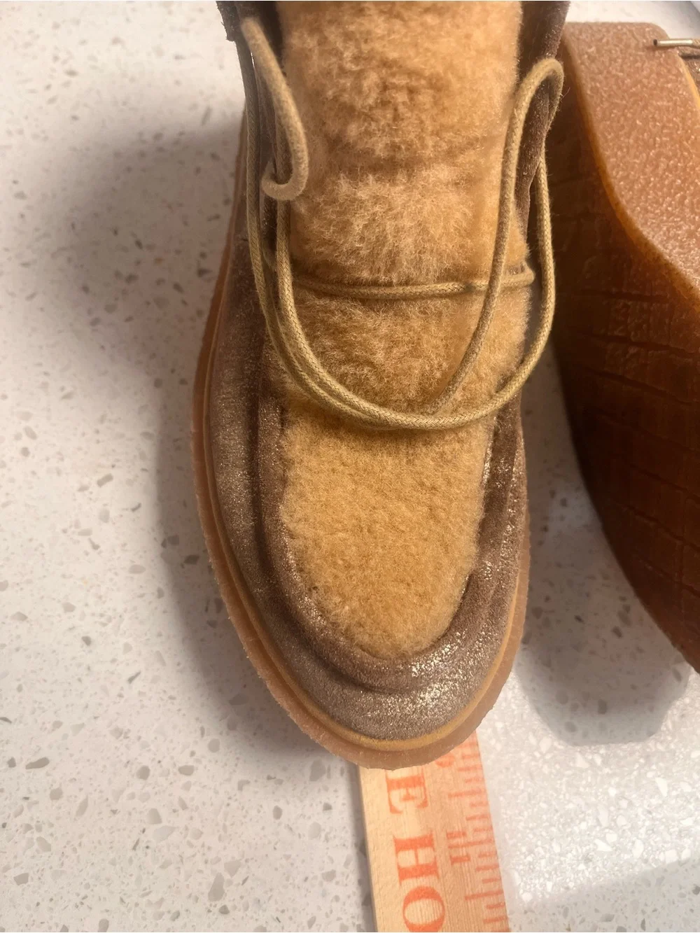 Free People Kids Tan and Brown Fuzzy Ankle Boots